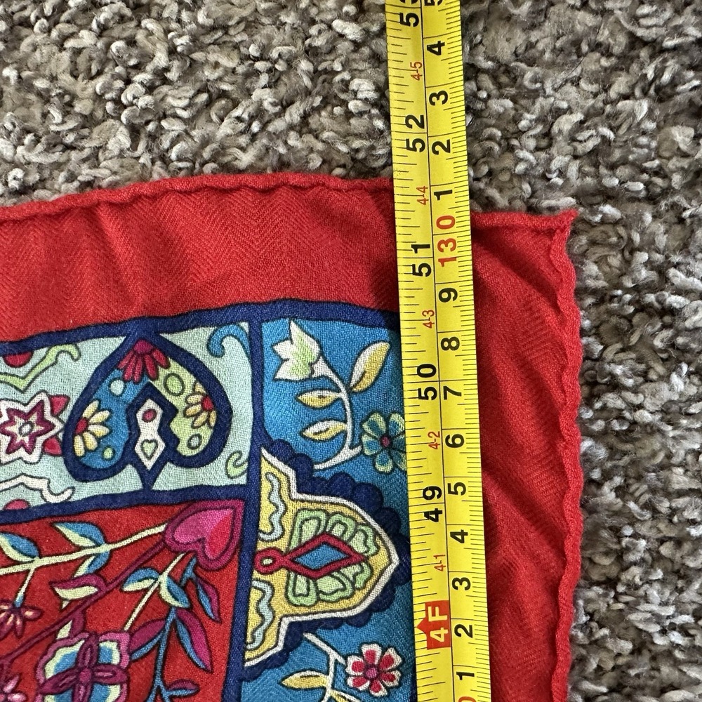 Hermes 2016 Shawl Scarf "Au Pays Des Oiseaux Fleurs" Red Cashmere Silk France - Picture 4 of 6